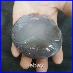 0.9LB BIG Rare Natural Moving Water Bubbles ENHYDRO Agate Quartz Crystal Carving