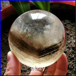 1.48LB 78mm Big Blue Needle Sphere RARE Rainbow Smoky Ghost Quartz Crystal Ball