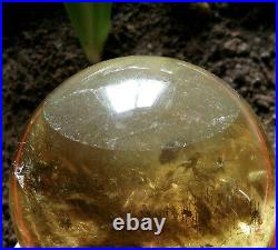 1.53LB 79mm Big Citrine Eye Sphere RARE Rainbow Smoky Ghost Quartz Crystal Ball