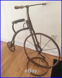 1800's Style Children's Childs Penny Farthing Big Wheel Bicycle And Stand Rare