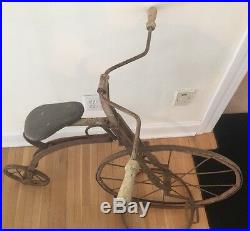 1800's Style Children's Childs Penny Farthing Big Wheel Bicycle And Stand Rare