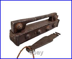 1850's Old Vintage Antique Iron Rare Tricky System Very Long Big Pad Lock & Key