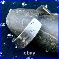1890s RARE Earliest Stamps BIG MENS Old Early Ingot Silver Navajo Native Cuff
