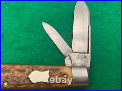 1902-1932? SCHATT & MORGAN RARE Big SWELL END BeaUTiful BONE vintage KNIFE