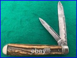 1920-193o Bridge Cutlery Co. Big 4-1/2 Stag Trapper Rare Knife