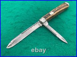 1920-193o Bridge Cutlery Co. Big 4-1/2 Stag Trapper Rare Knife