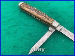 1920-193o Bridge Cutlery Co. Big 4-1/2 Stag Trapper Rare Knife