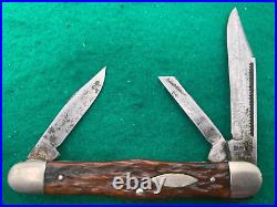 1950's CAMILLUIS nice 3 BLADE BIG BONE SWELL CENTER PATTERN RARE KNIFE