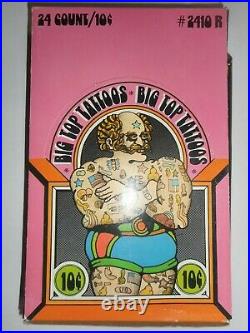 1970 BIG TOP TATTOOS FULL BOX (24 PACKS/ 10 cents) USA EXTREMELY RARE