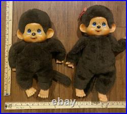 2 Rare 16 Vintage Big Monchichi's Dolls Sekiguchi Giant Monkey Toy Lot Girl Boy
