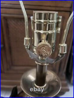 2 Rare Big Maitland Smith Brass Metal Marble Hoof Base Winged Swan Lamp 35
