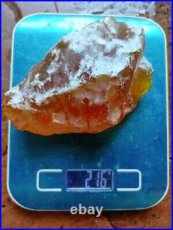 216 Grams Rough Big Clear Transparent Red Orange Amber Rare Specimen Indonesia