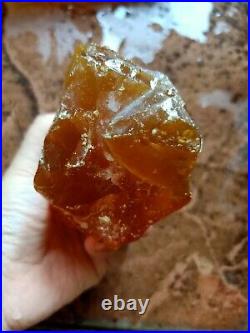 216 Grams Rough Big Clear Transparent Red Orange Amber Rare Specimen Indonesia