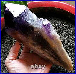 3.27LB 9.25in Big Deep Purple Quartz Natural Skeletal Rainbow Quartz Point RARE