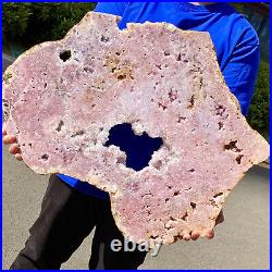 33.55lb Big Pink Amethyst Geode on Stand Top Grade Rare Coloration Druzy Crystal