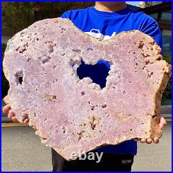 33.55lb Big Pink Amethyst Geode on Stand Top Grade Rare Coloration Druzy Crystal