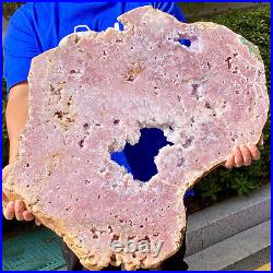 33.55lb Big Pink Amethyst Geode on Stand Top Grade Rare Coloration Druzy Crystal