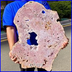 33.55lb Big Pink Amethyst Geode on Stand Top Grade Rare Coloration Druzy Crystal