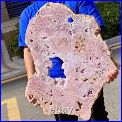 33.55lb Big Pink Amethyst Geode on Stand Top Grade Rare Coloration Druzy Crystal