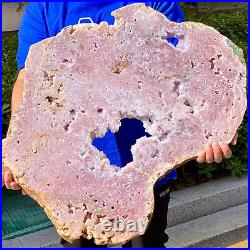 33.55lb Big Pink Amethyst Geode on Stand Top Grade Rare Coloration Druzy Crystal