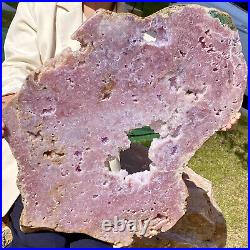 33.62LB Big Pink Amethyst Geode on Stand Top Grade Rare Coloration Druzy Crystal