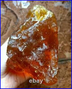 380 Grams Rough Big Clear Transparent Red Orange Amber Rare Specimen Indonesia