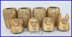 4 BIG RARE ANCIENT EGYPTIAN ANTIQUE Canopic Jars for Mummification with Key Life