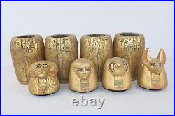 4 BIG RARE ANCIENT EGYPTIAN ANTIQUE Canopic Jars for Mummification with Key Life