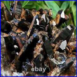5.46LB Big Skeletal Quartz Rare Smoky Black Crystal Cluster Specimen Point Heal