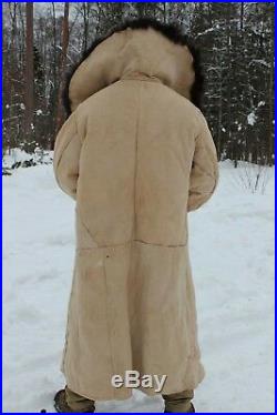60 Rare Big Original True Russian Tulup USSR Overcoat Bekesha Sheepskin Coat1981
