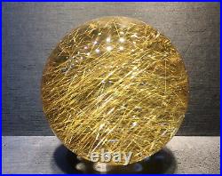60mm BIG! Rare Natural Clear Gold Rutilated Quartz Crystal Sphere Ball Healing