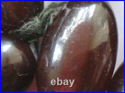 ANTIQUE Red Cherry Catalin Bakelite No Amber 100gr Big Beads NECKLACE vtg Rare O
