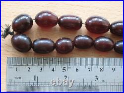 ANTIQUE Red Cherry Catalin Bakelite No Amber 100gr Big Beads NECKLACE vtg Rare O