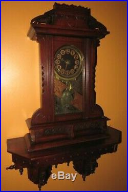 Antique E. Ingraham Hanging Kitchen Wall Clock Rare And Big 8-day, Time/strike