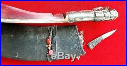 Antique Nepal Big Kukri KHUKURI knife DAGGER dirk withScabbard unusual HILT RARE
