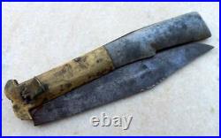 Antique Old Rare Hand Crafted Solid Brass Iron Blade Big Folding Rampuri Knife