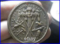 Awesome Big Spanish Old Medal Spain. 17 Century Crucifixion Artefact Rare