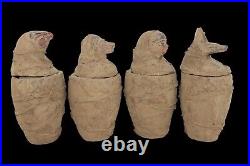BIG RARE ANCIENT EGYPTIAN ANTIQUE 4 MUMMIFIED CANOPIC Jars Dead Mummification A+
