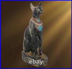 BIG RARE ANCIENT EGYPTIAN ANTIQUE Bastet Cat Bast Pharoh Statue Stone (A0+)