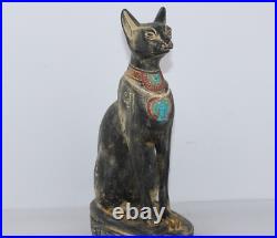 BIG RARE ANCIENT EGYPTIAN ANTIQUE Bastet Cat Bast Pharoh Statue Stone (A0+)