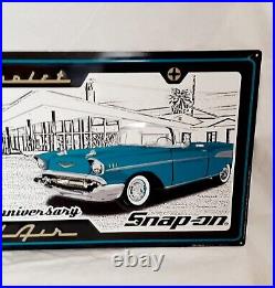 BIG RARE Snap On Tools 60th Anniversary Teal 57 Chevrolet Bel Air Metal Sign 32