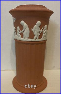 BIG SALE! RARE Wedgwood Terracotta Jasperware Ribbed Column Vase, 4 3/4 Tall
