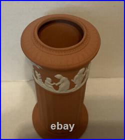 BIG SALE! RARE Wedgwood Terracotta Jasperware Ribbed Column Vase, 4 3/4 Tall