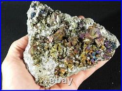 BIG! Very Rare Purple Gold & Copper CHALCOPYRITE Crystal Cluster Peru 1174gr