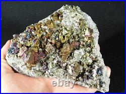 BIG! Very Rare Purple Gold & Copper CHALCOPYRITE Crystal Cluster Peru 1174gr