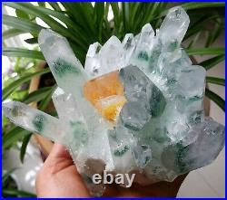 Big Green Yellow Phantom Quartz Crystal Cluster Rare Clear Point Specimen 2.7LB