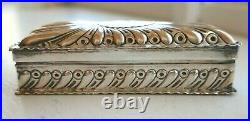 Big Rare 4 Antique English Sterling Silver Trinket Jewelry Box 1893 Repousse