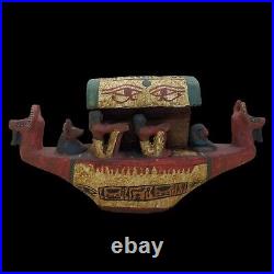 Big Rare Ancient Egyptian Antique After Life Inside Tomb Wooden Pharaonic Boat