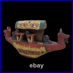 Big Rare Ancient Egyptian Antique After Life Inside Tomb Wooden Pharaonic Boat