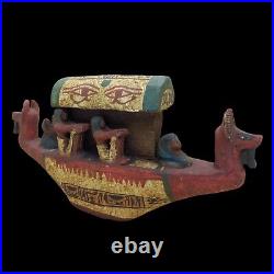 Big Rare Ancient Egyptian Antique After Life Inside Tomb Wooden Pharaonic Boat